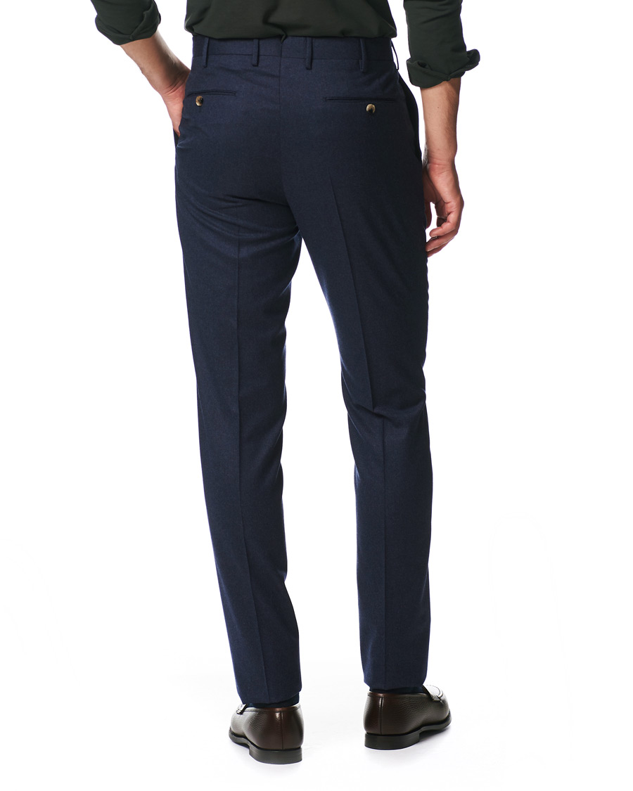 Herre | Bukser | PT01 | Gentleman Fit Pleated Flannel Trousers Dark Blue