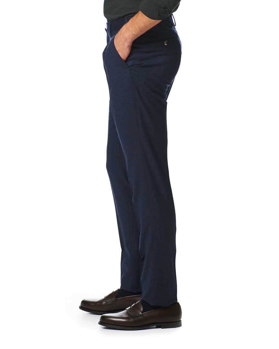 Herre | Bukser | PT01 | Gentleman Fit Pleated Flannel Trousers Dark Blue