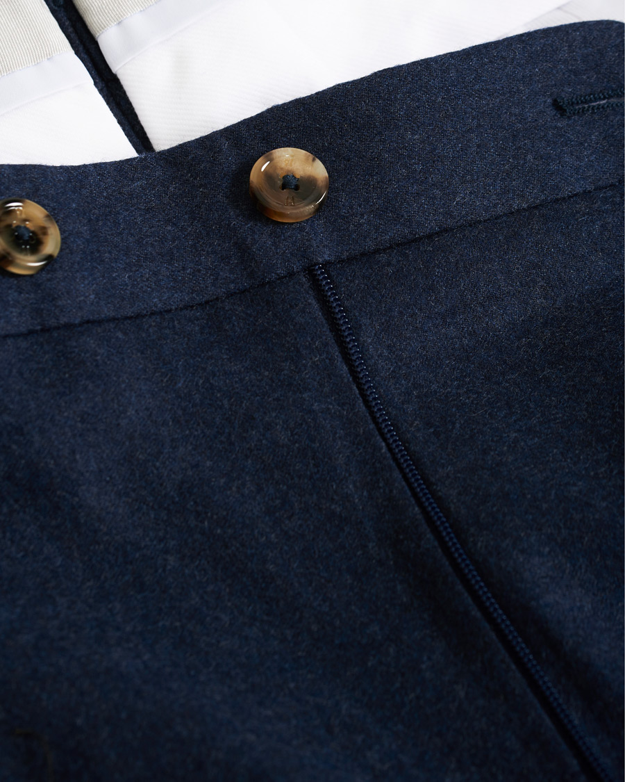 Herre | Bukser | PT01 | Gentleman Fit Pleated Flannel Trousers Dark Blue