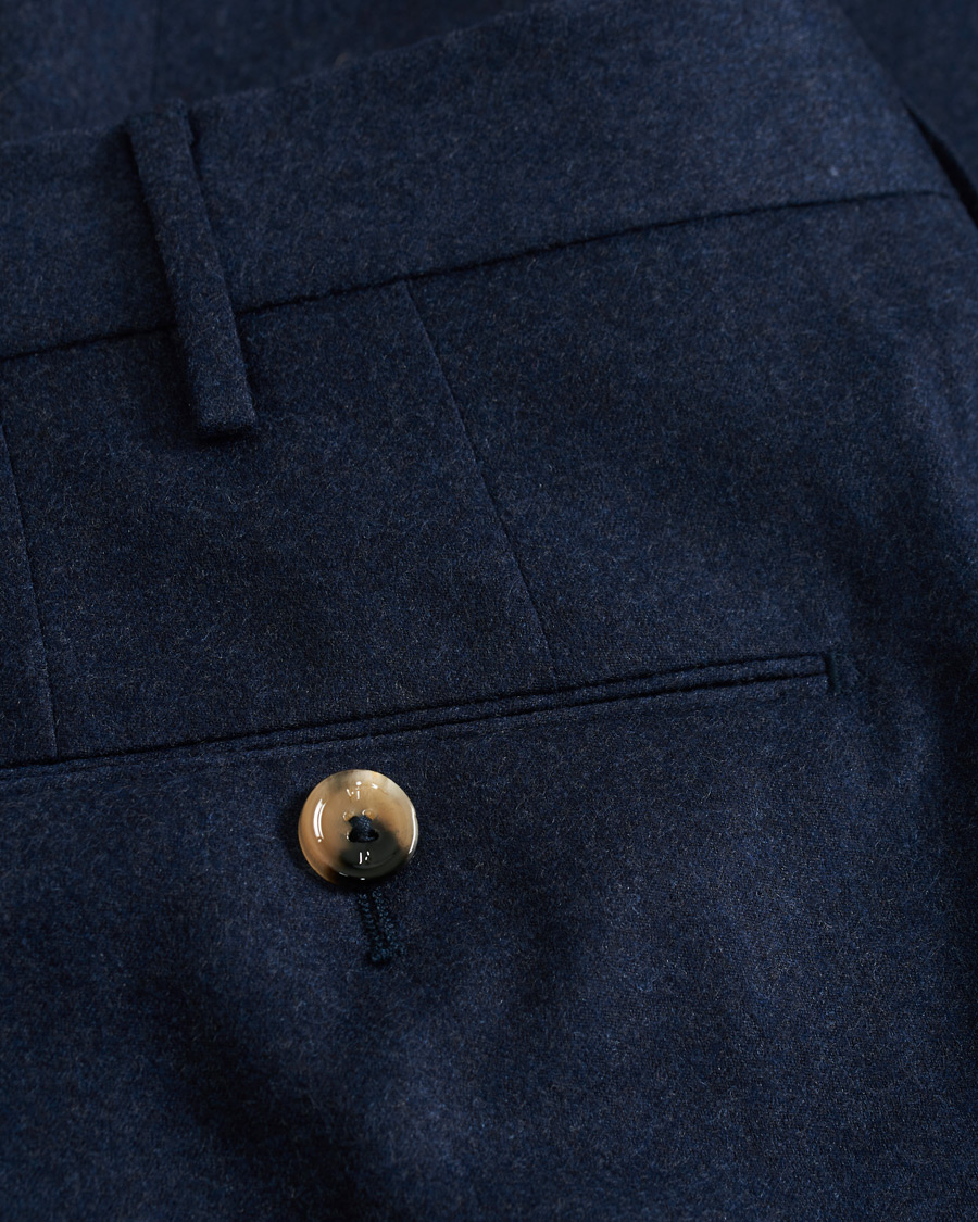 Herre | Bukser | PT01 | Gentleman Fit Pleated Flannel Trousers Dark Blue