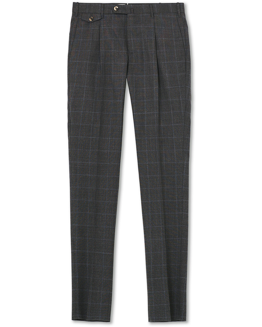 Herre | Bukser | PT01 | Gentleman Fit Overcheck Wool Trousers Dark Grey