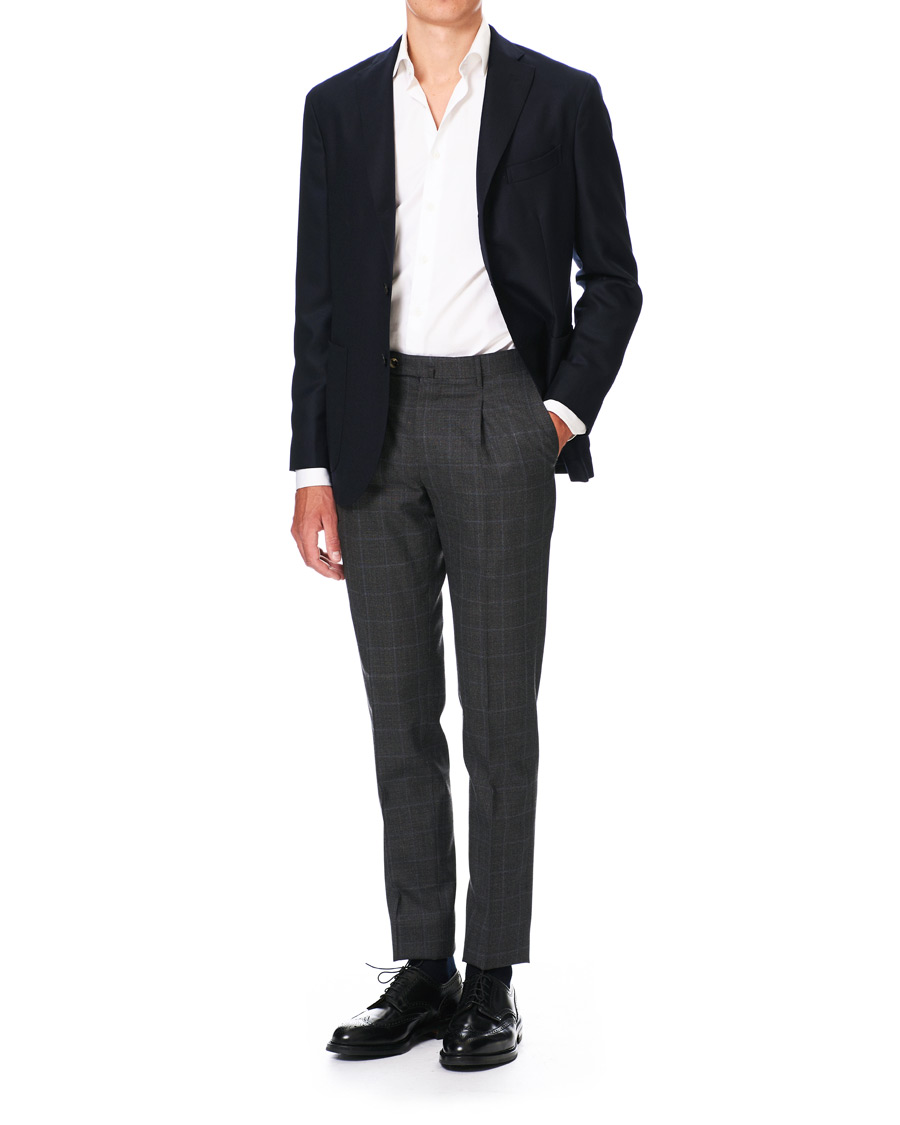 Herre | Bukser | PT01 | Gentleman Fit Overcheck Wool Trousers Dark Grey