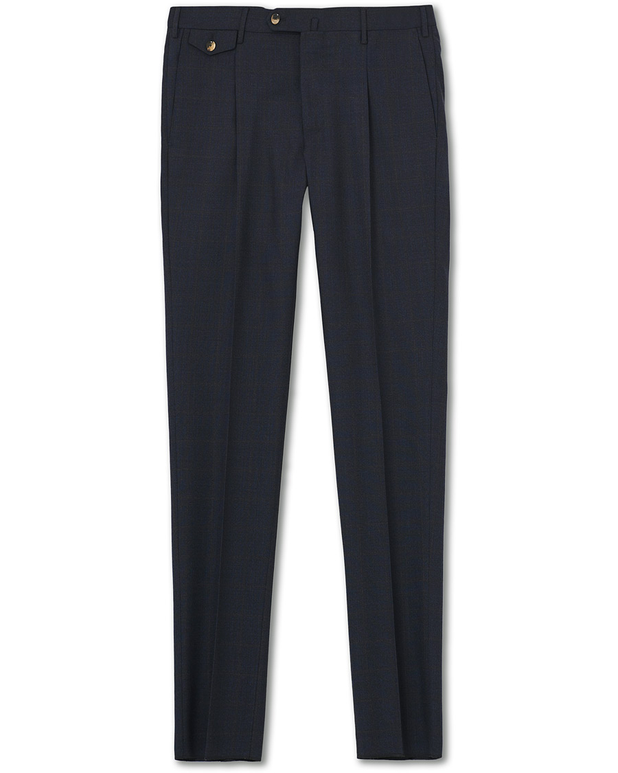 Herre | Bukser | PT01 | Gentleman Fit Overcheck Wool Trousers Navy