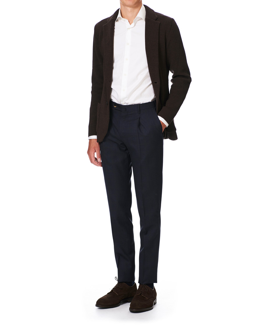 Herre | Bukser | PT01 | Gentleman Fit Overcheck Wool Trousers Navy