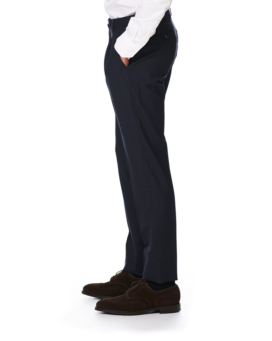 Herre | Bukser | PT01 | Gentleman Fit Overcheck Wool Trousers Navy