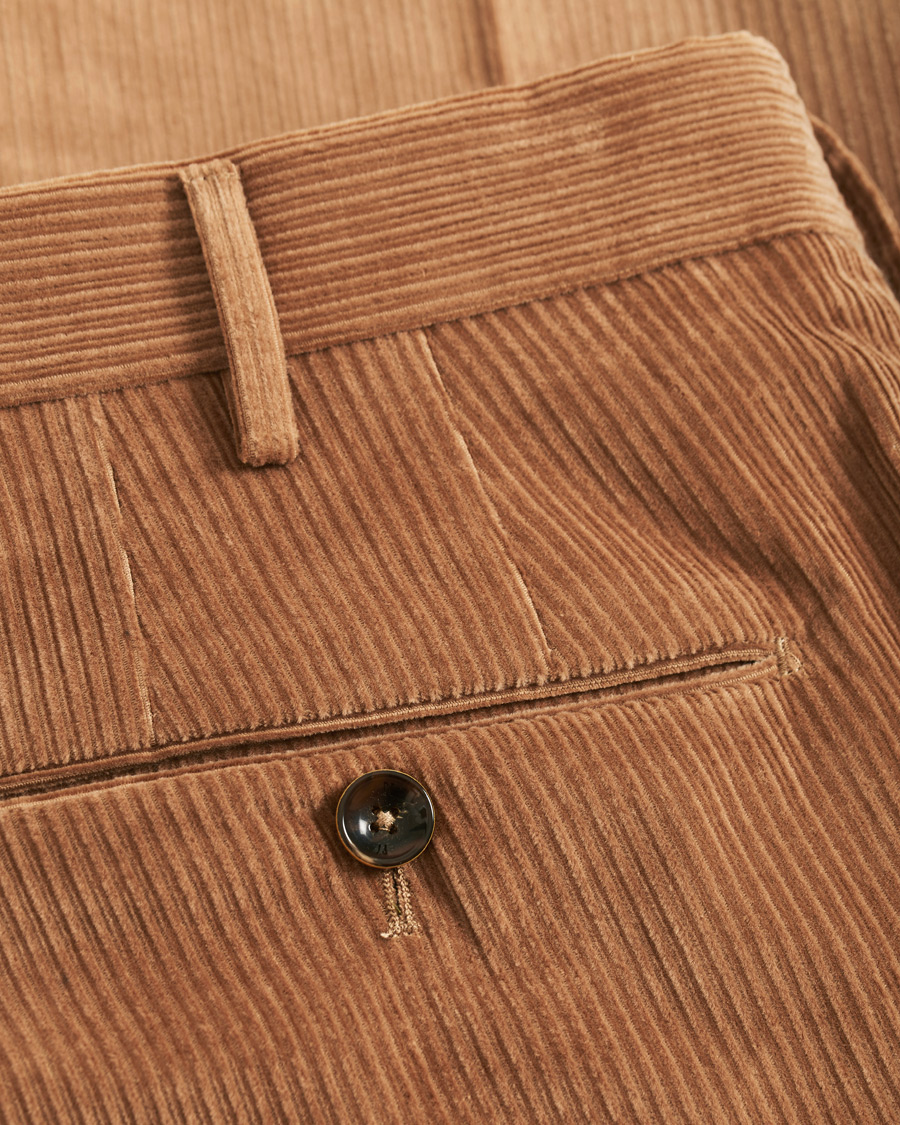 Herre | Bukser | PT01 | Gentleman Fit Pleated Corduroy Trousers Khaki
