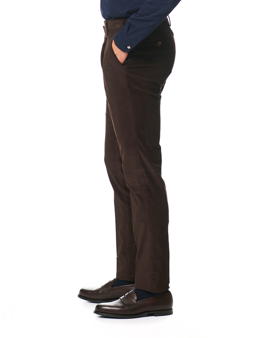 Herre | Bukser | PT01 | Gentleman Fit Pleated Corduroy Trousers Dark Brown
