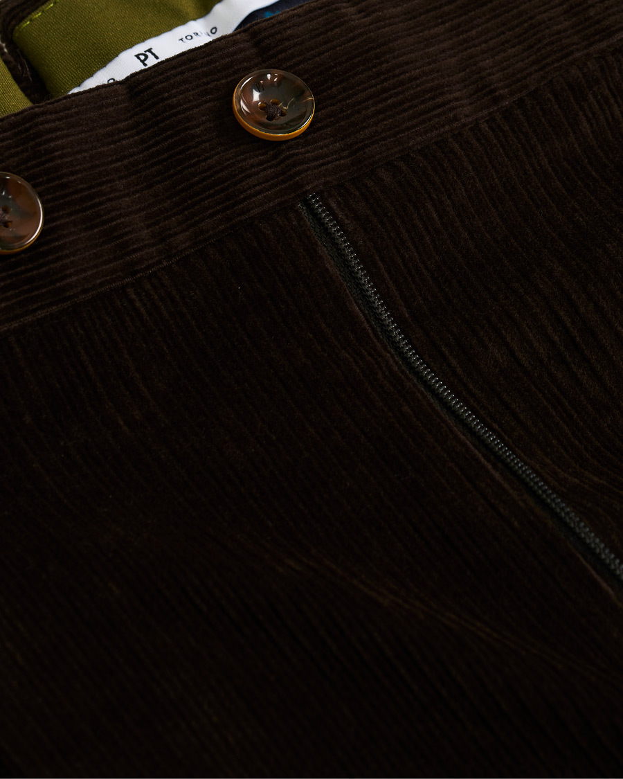Herre | Bukser | PT01 | Gentleman Fit Pleated Corduroy Trousers Dark Brown