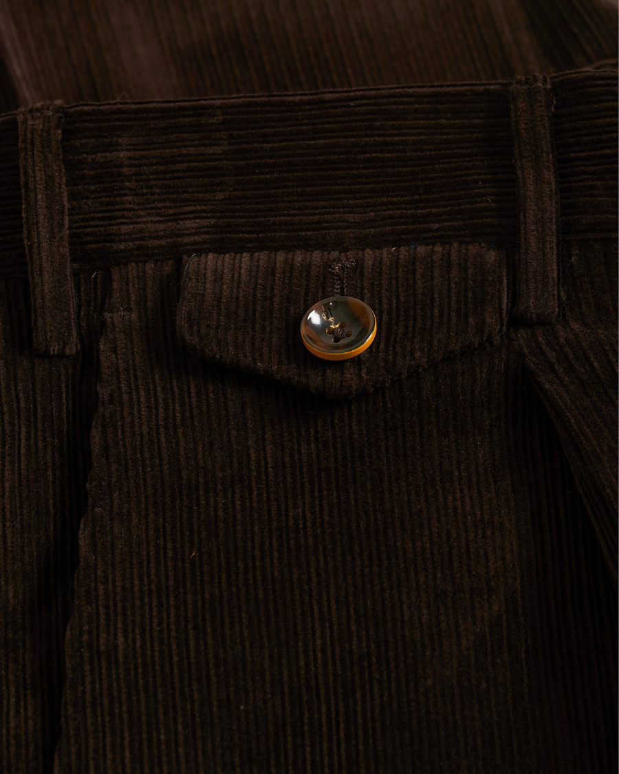 Herre | Bukser | PT01 | Gentleman Fit Pleated Corduroy Trousers Dark Brown