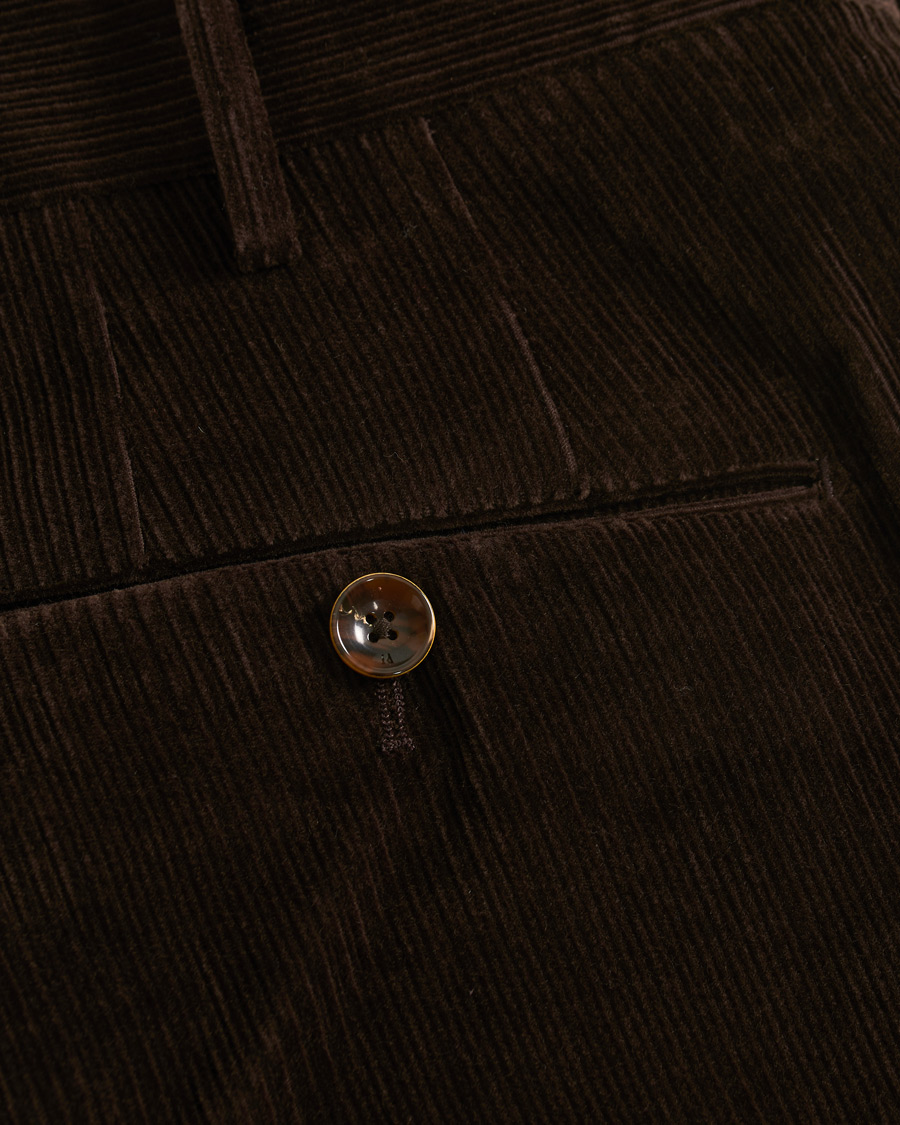 Herre | Bukser | PT01 | Gentleman Fit Pleated Corduroy Trousers Dark Brown