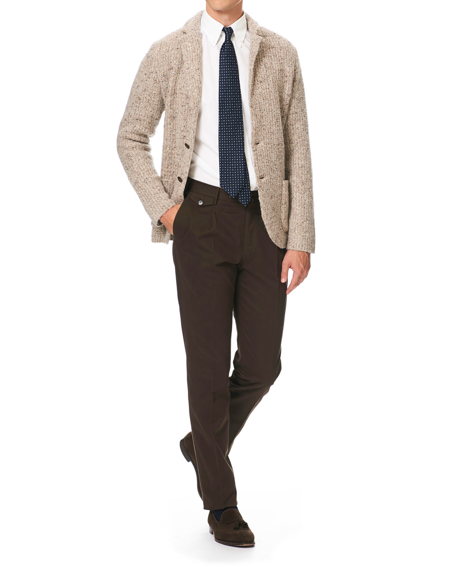 Herre | Bukser | PT01 | Gentleman Fit Pleated Cotton Trousers Brown