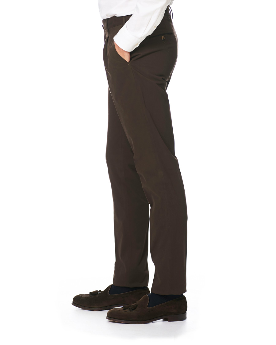 Herre | Bukser | PT01 | Gentleman Fit Pleated Cotton Trousers Brown