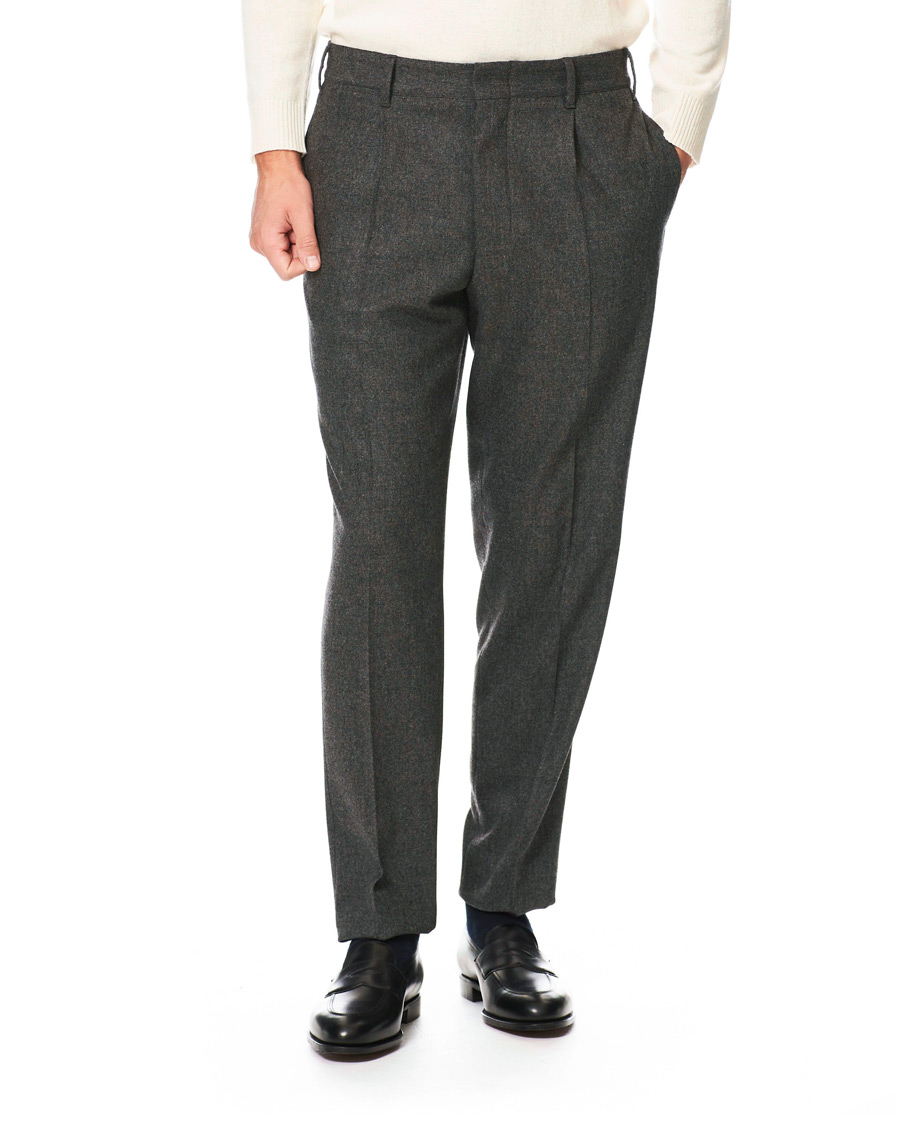 Herre | Bukser | The Gigi | Tonga Stretch Flannel Trousers Grey Melange