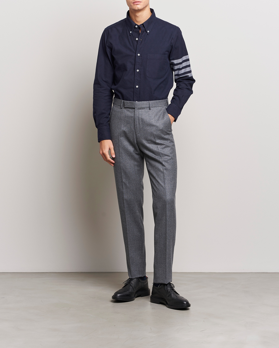 Herre | Skjorter | Thom Browne | 4 Bar Flannel Shirt Navy