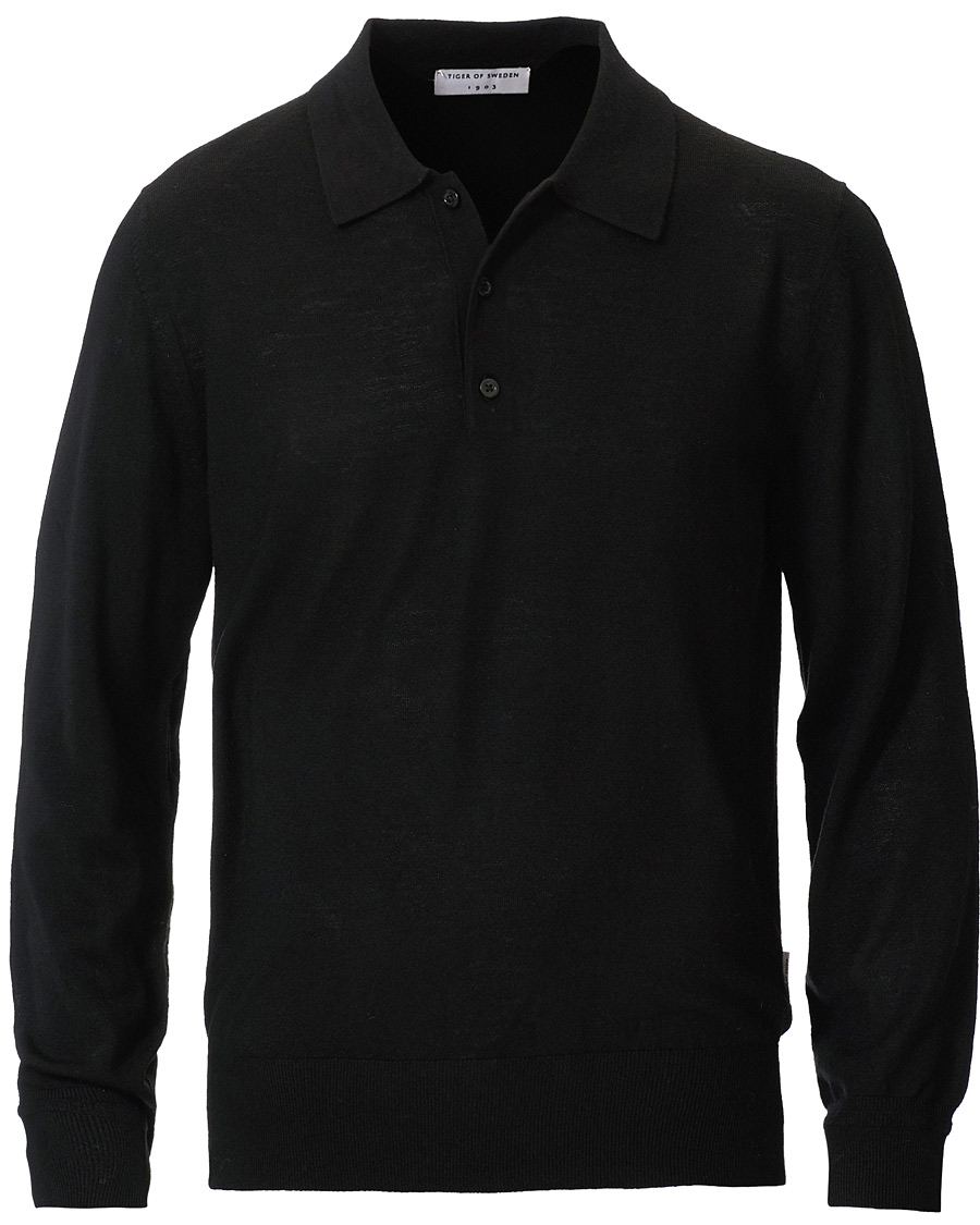 Herre | Gensere | Tiger of Sweden | Newton Extra Fine Merino Knitted Polo Black