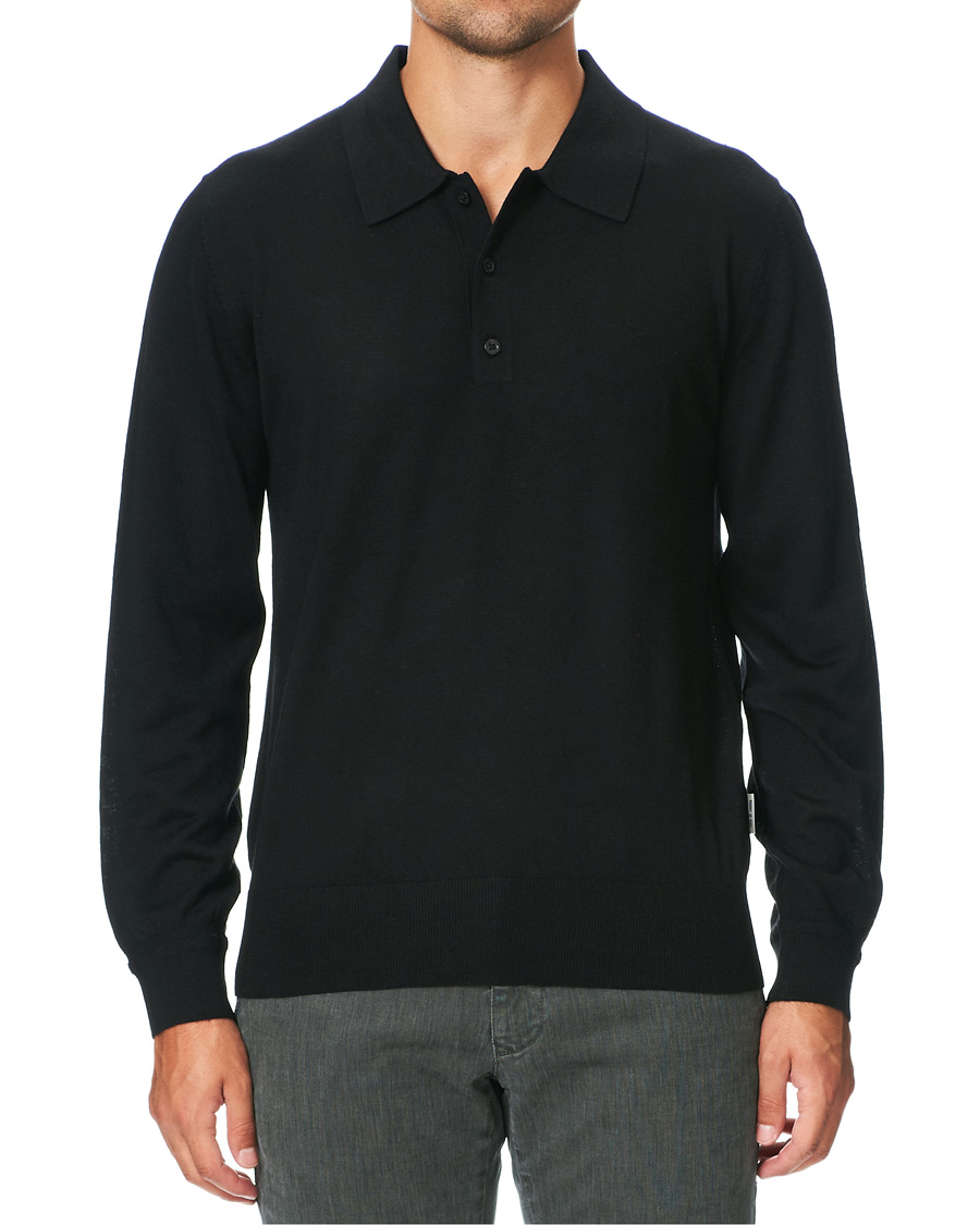 Herre | Gensere | Tiger of Sweden | Newton Extra Fine Merino Knitted Polo Black