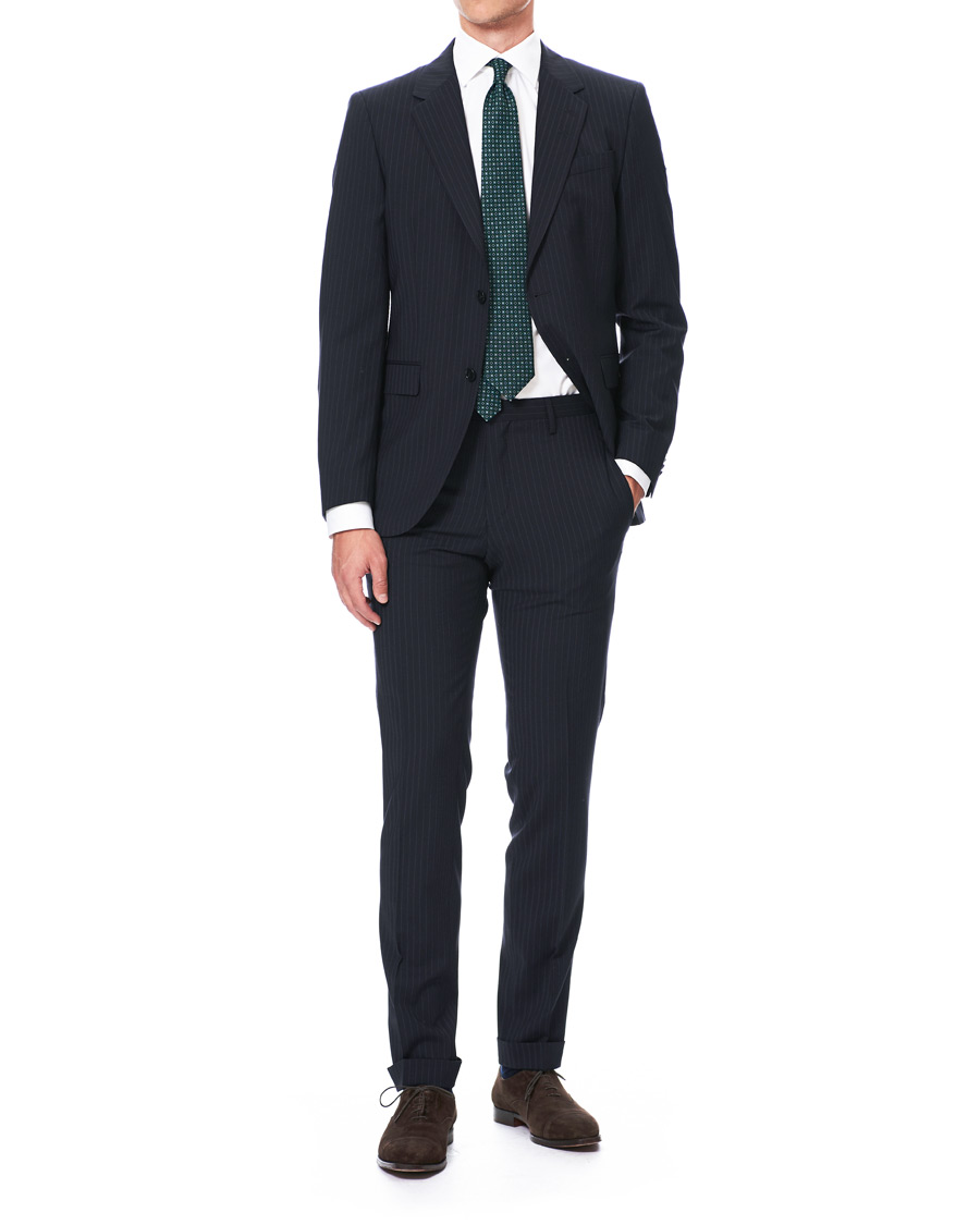 Herre | Bukser | Tiger of Sweden | Tretton Side Adjusters Pleated Trousers Navy Stripe