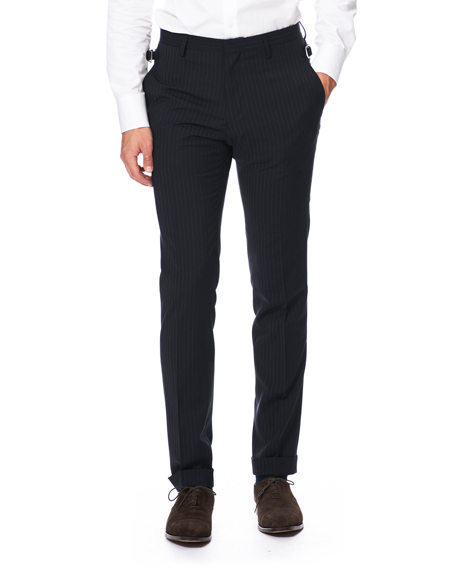 Herre | Bukser | Tiger of Sweden | Tretton Side Adjusters Pleated Trousers Navy Stripe
