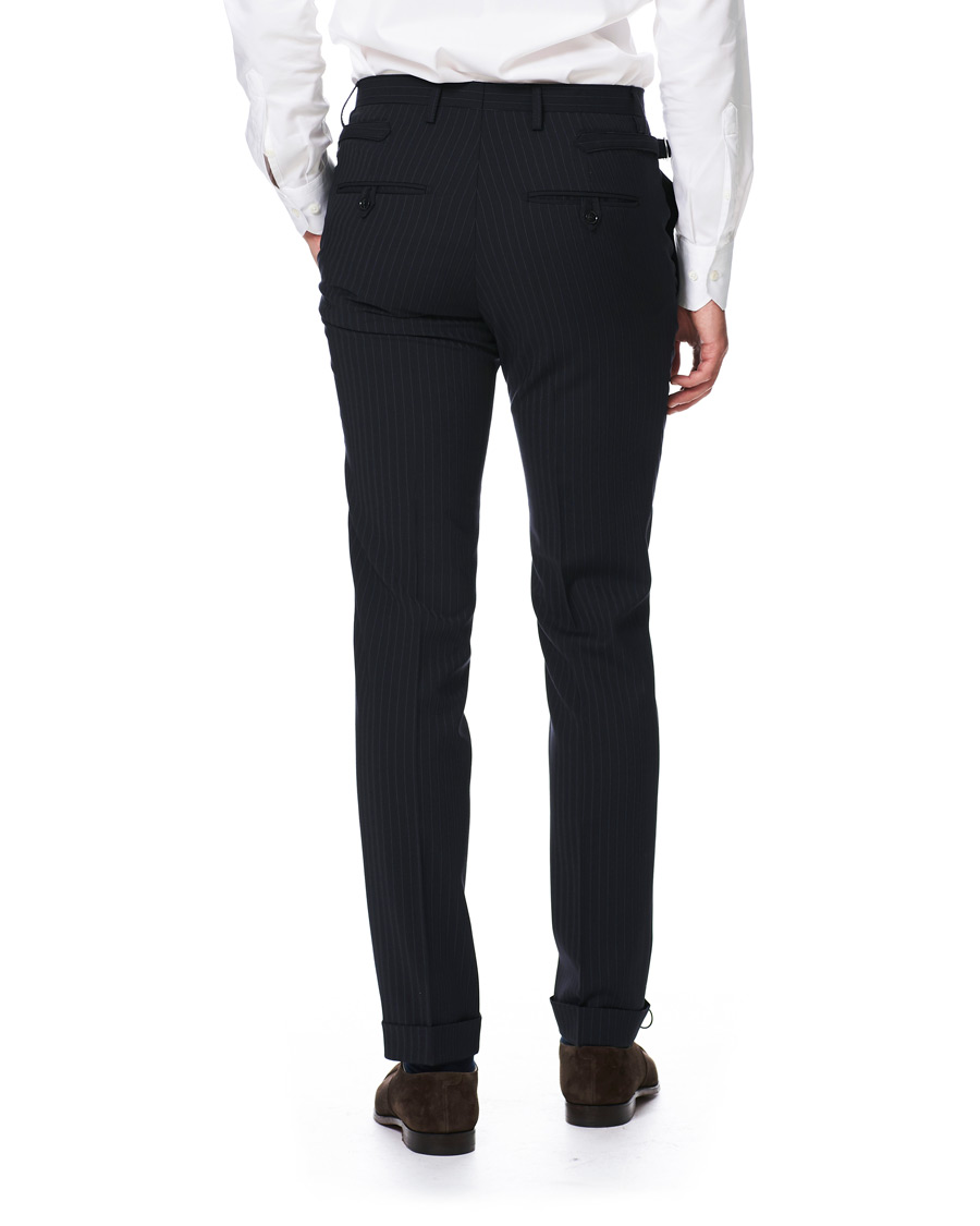 Herre | Bukser | Tiger of Sweden | Tretton Side Adjusters Pleated Trousers Navy Stripe