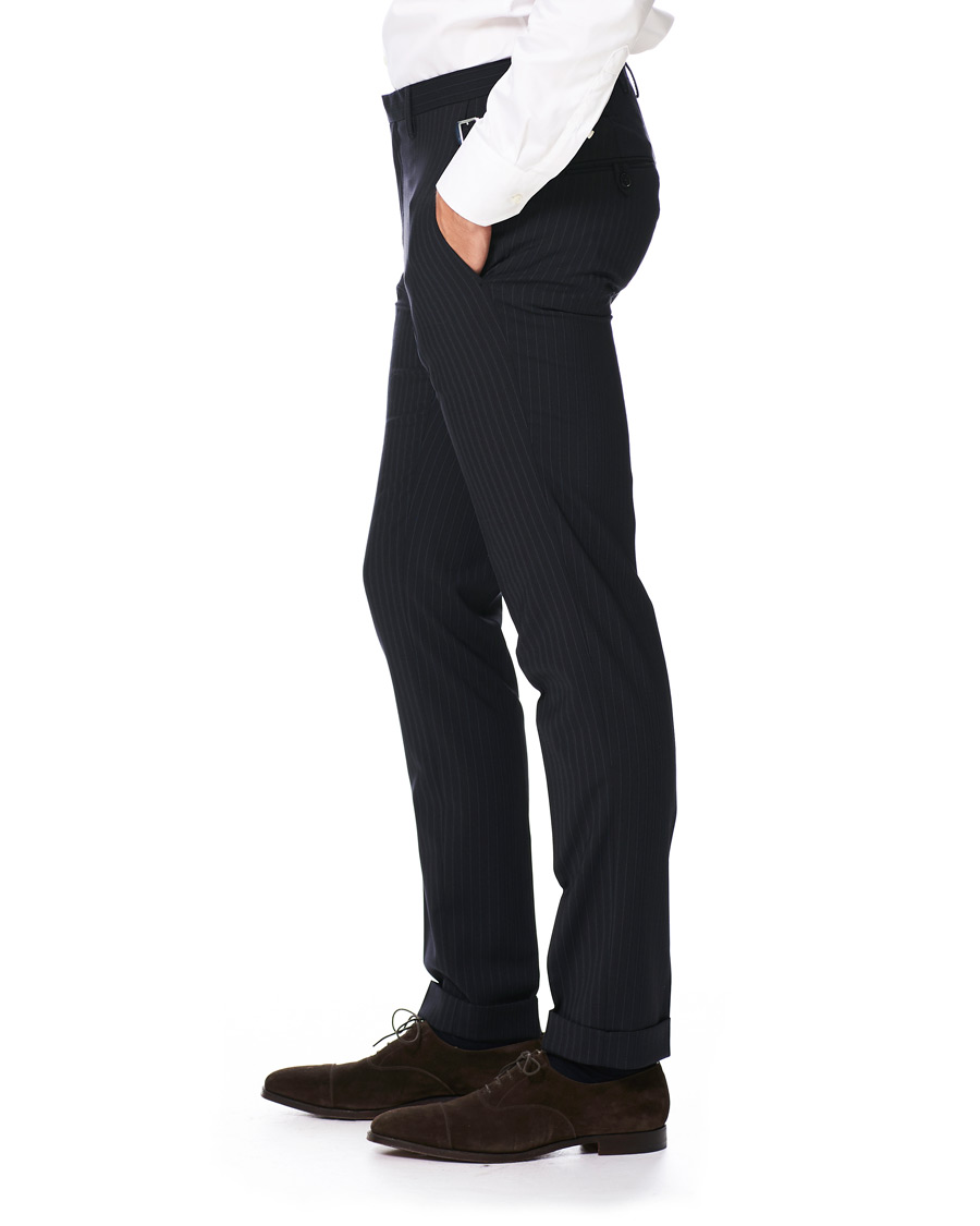 Herre | Bukser | Tiger of Sweden | Tretton Side Adjusters Pleated Trousers Navy Stripe