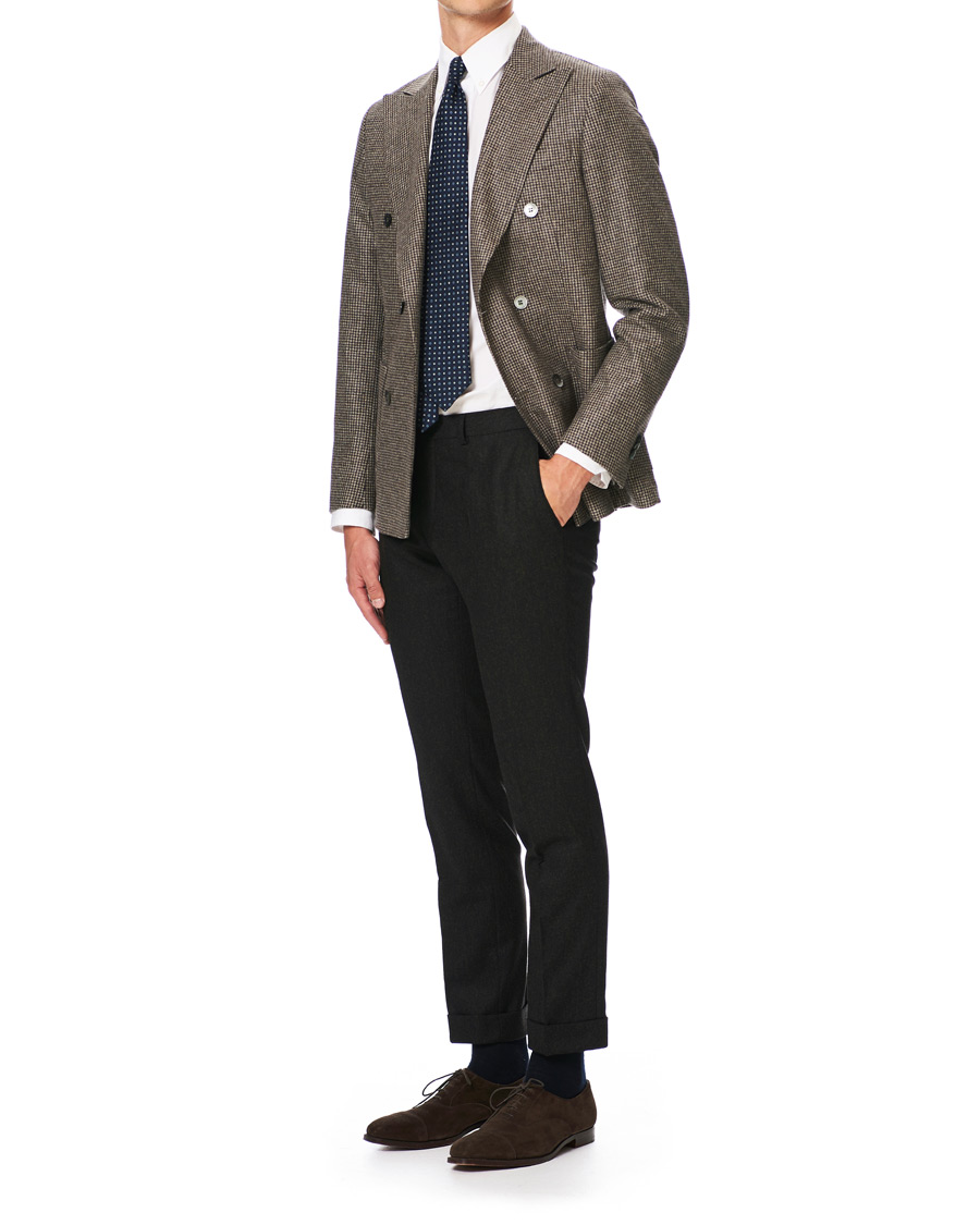 Herre | Dressjakker | Oscar Jacobson | Erik Double Breasted Houndtooth Blazer Beige