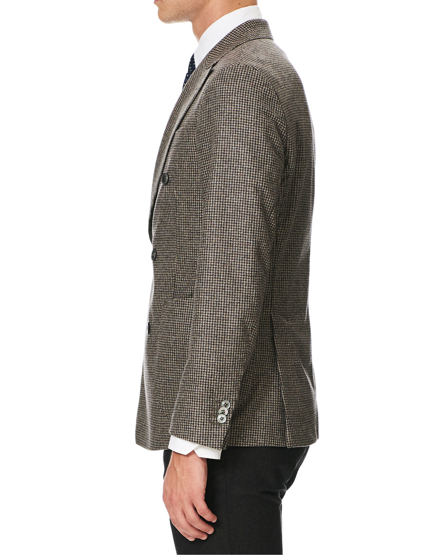 Herre | Dressjakker | Oscar Jacobson | Erik Double Breasted Houndtooth Blazer Beige