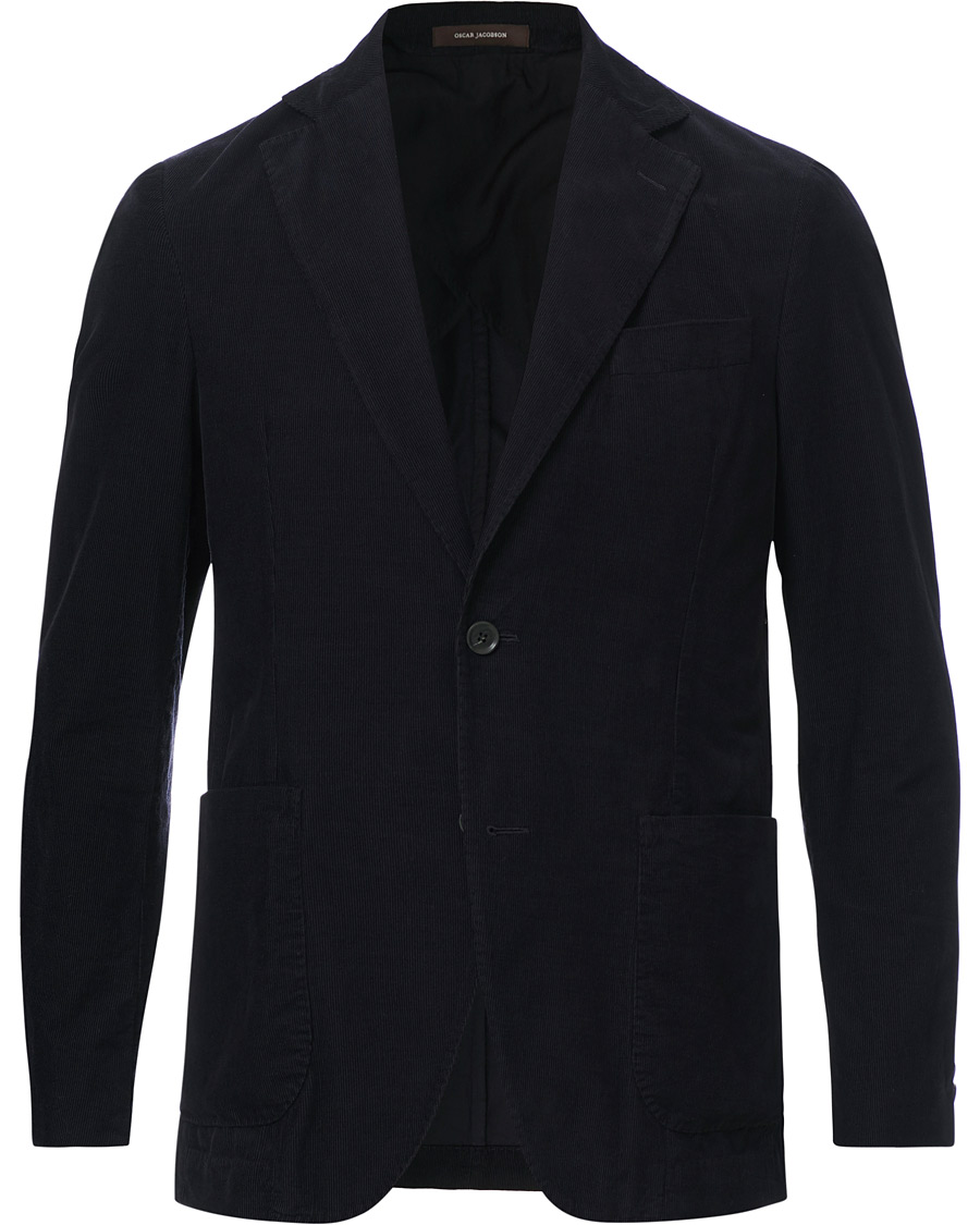 Herre | Dressjakker | Oscar Jacobson | Egel Patch Pocket Baby Cord Blazer Navy