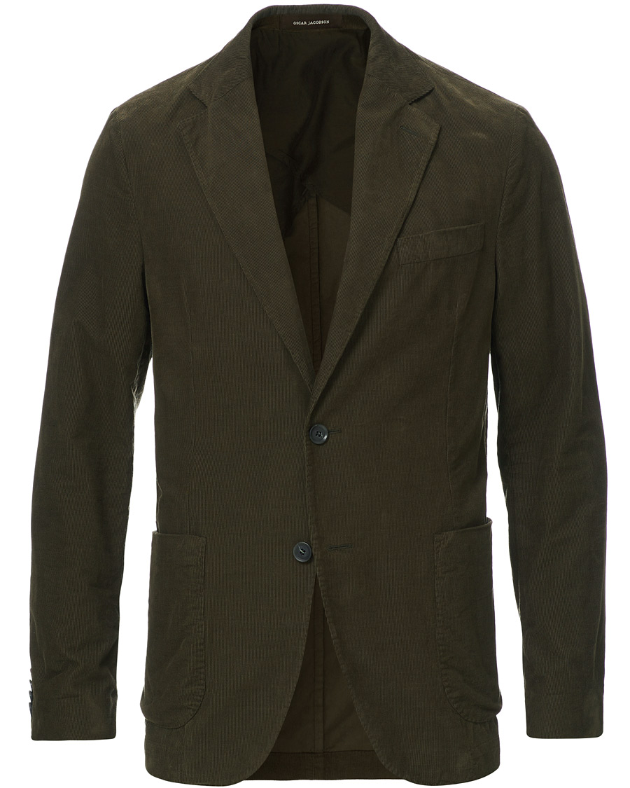 Herre | Dressjakker | Oscar Jacobson | Egel Patch Pocket Baby Cord Blazer Olive