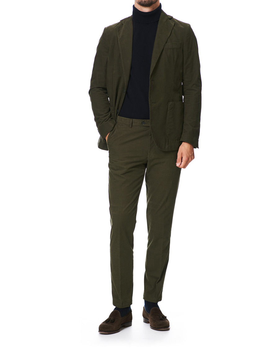Herre | Dressjakker | Oscar Jacobson | Egel Patch Pocket Baby Cord Blazer Olive