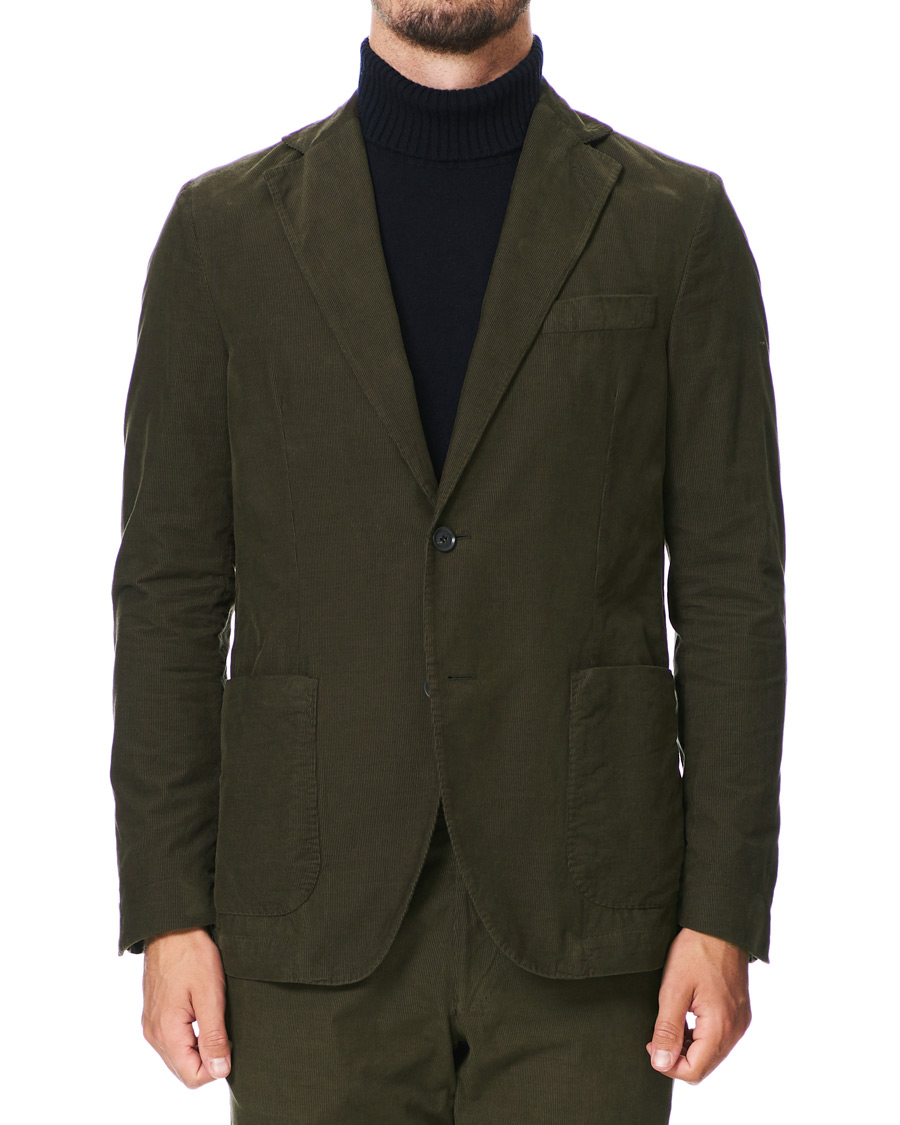 Herre | Dressjakker | Oscar Jacobson | Egel Patch Pocket Baby Cord Blazer Olive