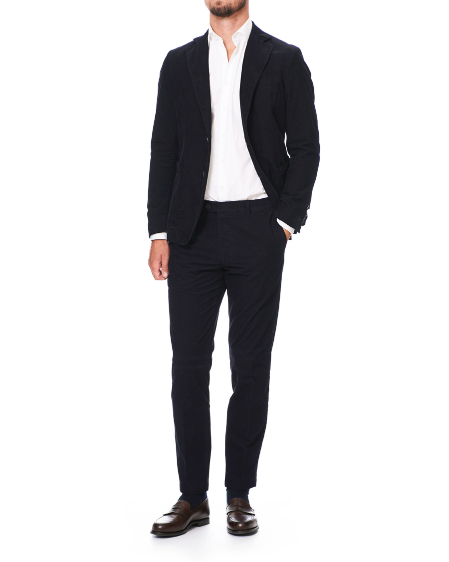 Herre | Bukser | Oscar Jacobson | Denz Baby Cord Trousers Navy