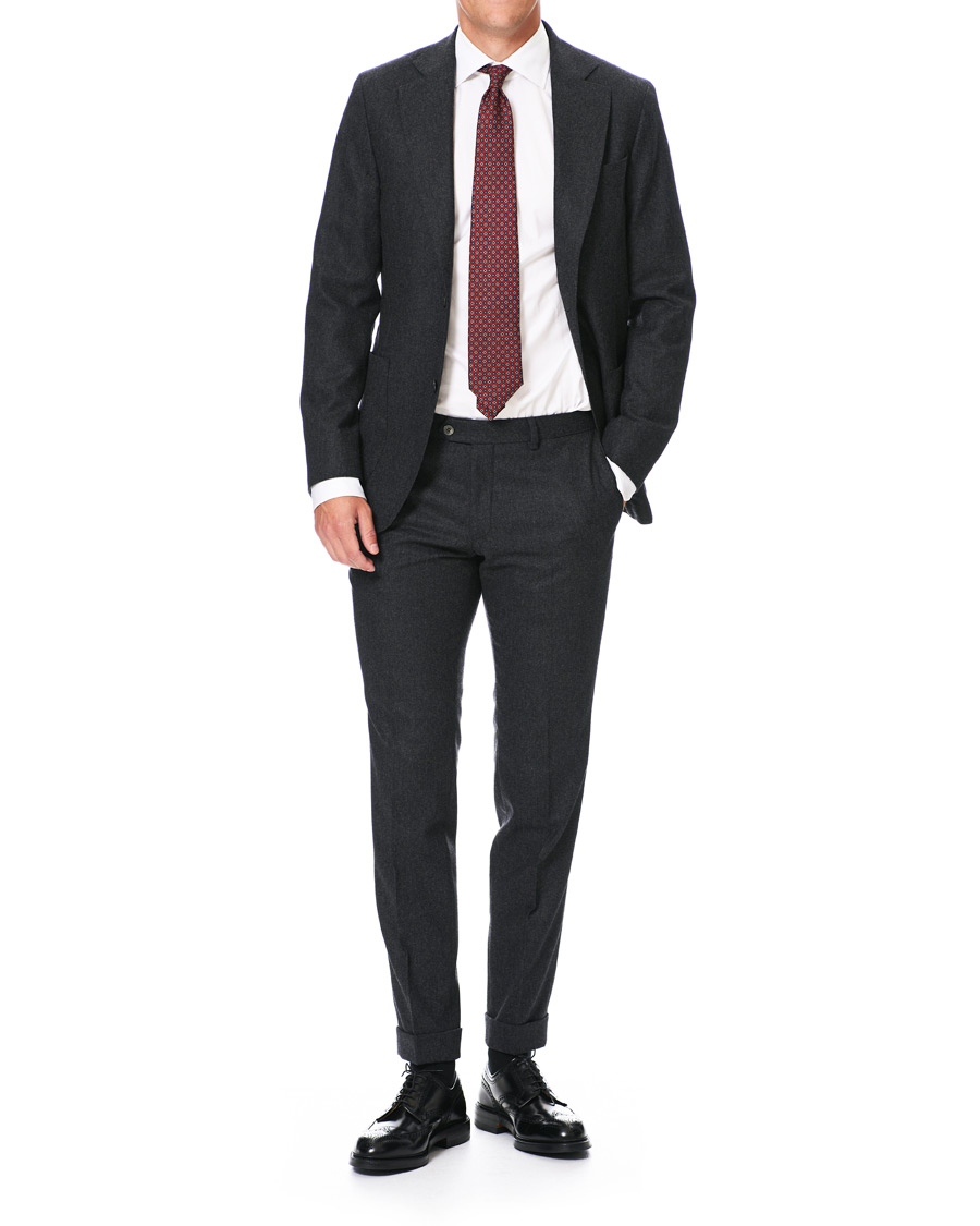 Herre | Dressjakker | Oscar Jacobson | Egel Patch Pocket Flannel Blazer Charcoal