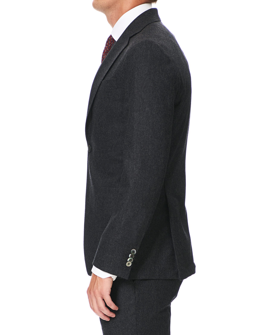 Herre | Dressjakker | Oscar Jacobson | Egel Patch Pocket Flannel Blazer Charcoal