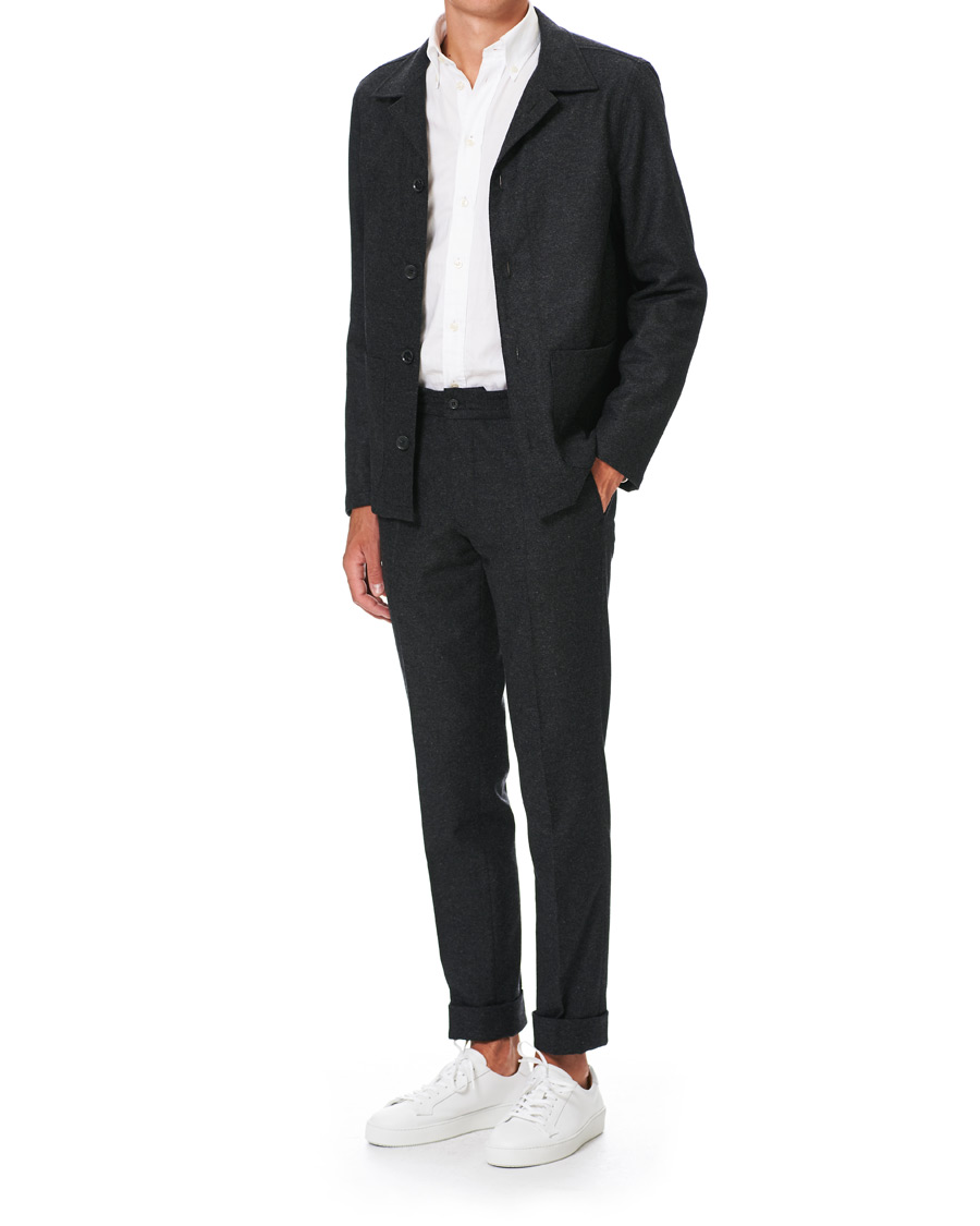 Herre | Bukser | Oscar Jacobson | Nolan Drawstring Wool Trousers Grey