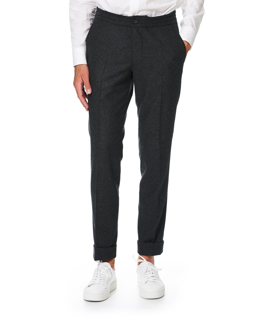 Herre | Bukser | Oscar Jacobson | Nolan Drawstring Wool Trousers Grey