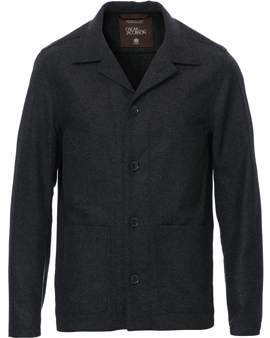 Herre | Skjorter | Oscar Jacobson | Hampus Wool Shirt Jacket Grey