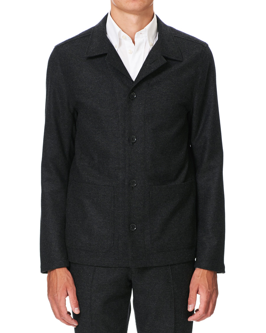 Herre | Skjorter | Oscar Jacobson | Hampus Wool Shirt Jacket Grey