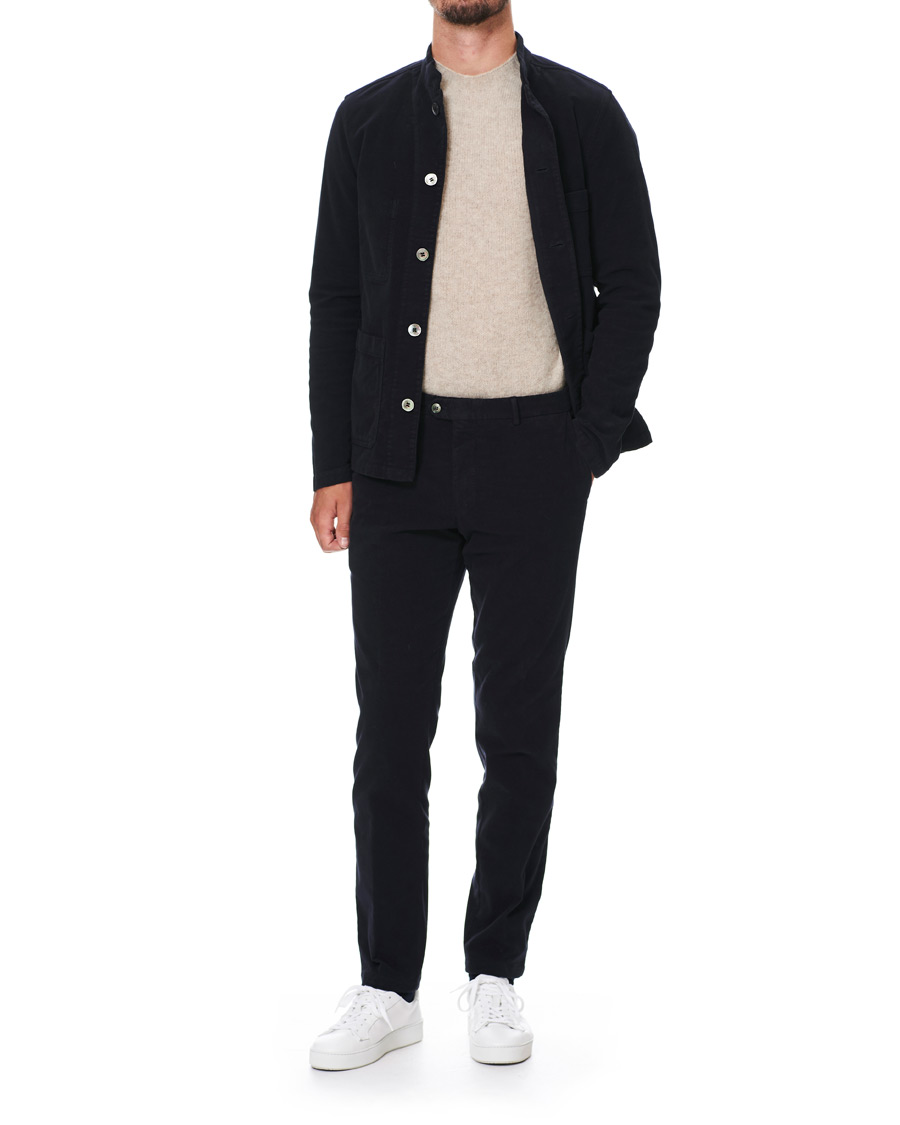 Herre | Bukser | Oscar Jacobson | Denz Moleskin Trousers Navy