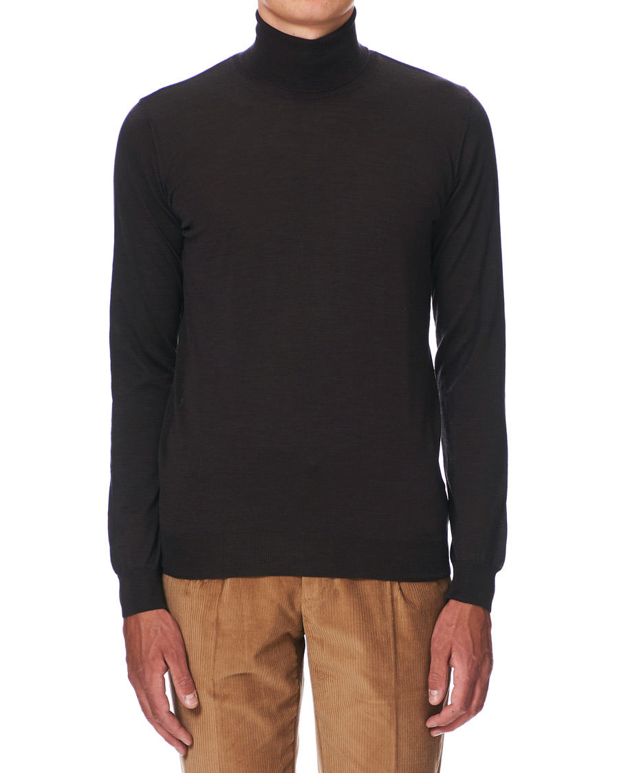 Herre | Gensere | Oscar Jacobson | Cole Extra Fine Merino Rollneck Brown