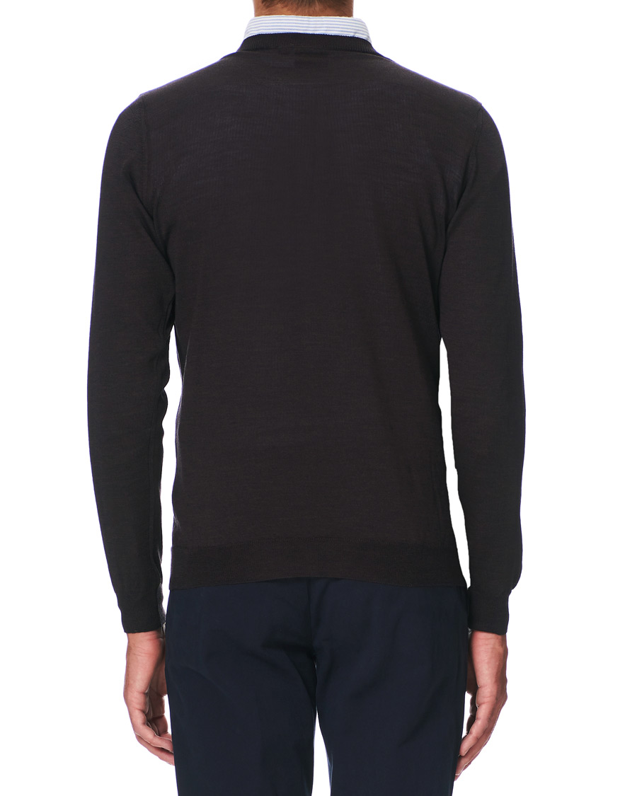 Herre | Gensere | Oscar Jacobson | Custer Extra Fine Merino Crew Neck Brown