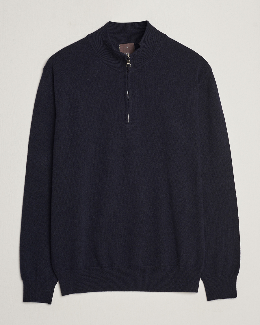 Herre | Gensere | Oscar Jacobson | Patton Wool/Cashmere Half Zip Navy