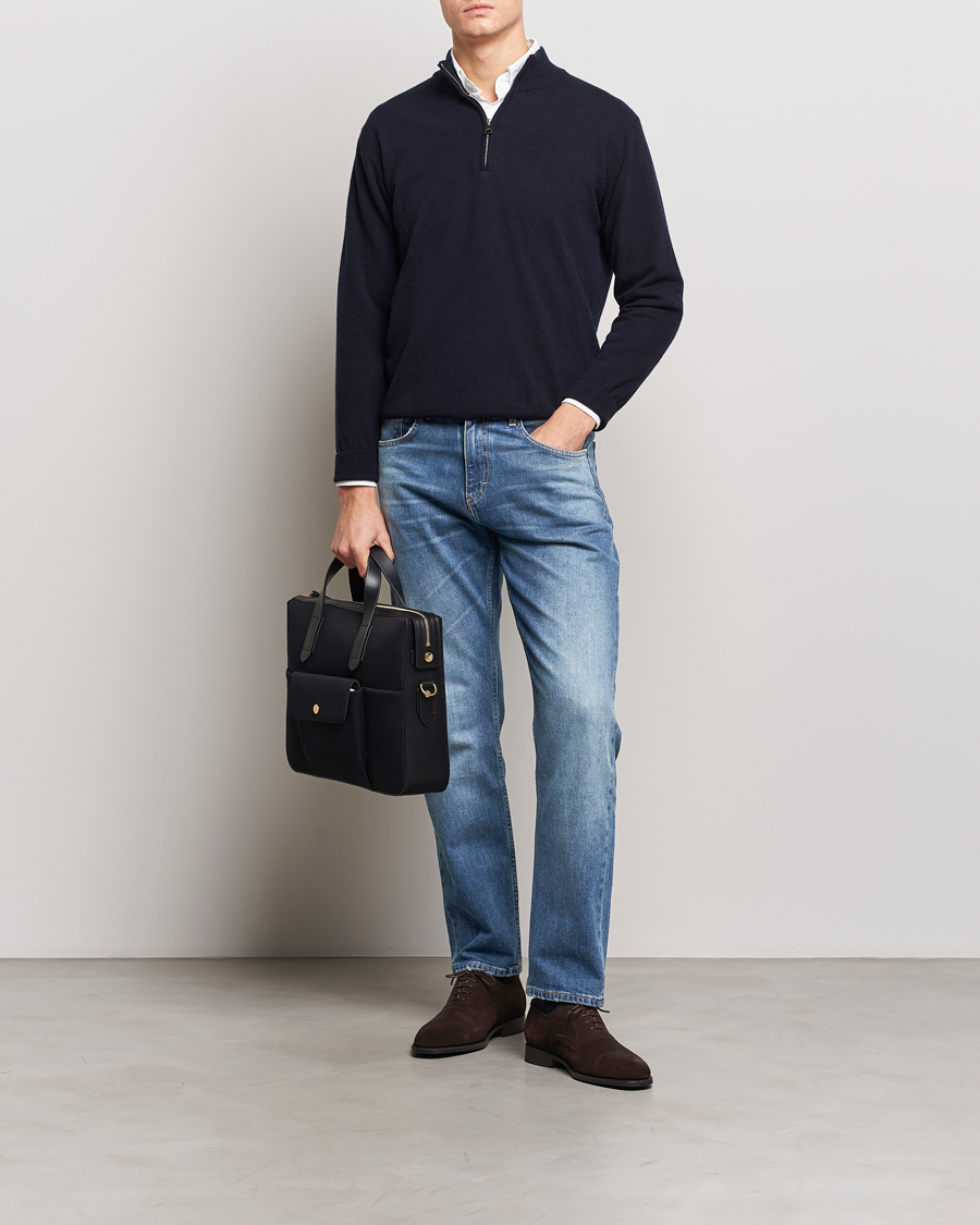 Herre | Gensere | Oscar Jacobson | Patton Wool/Cashmere Half Zip Navy