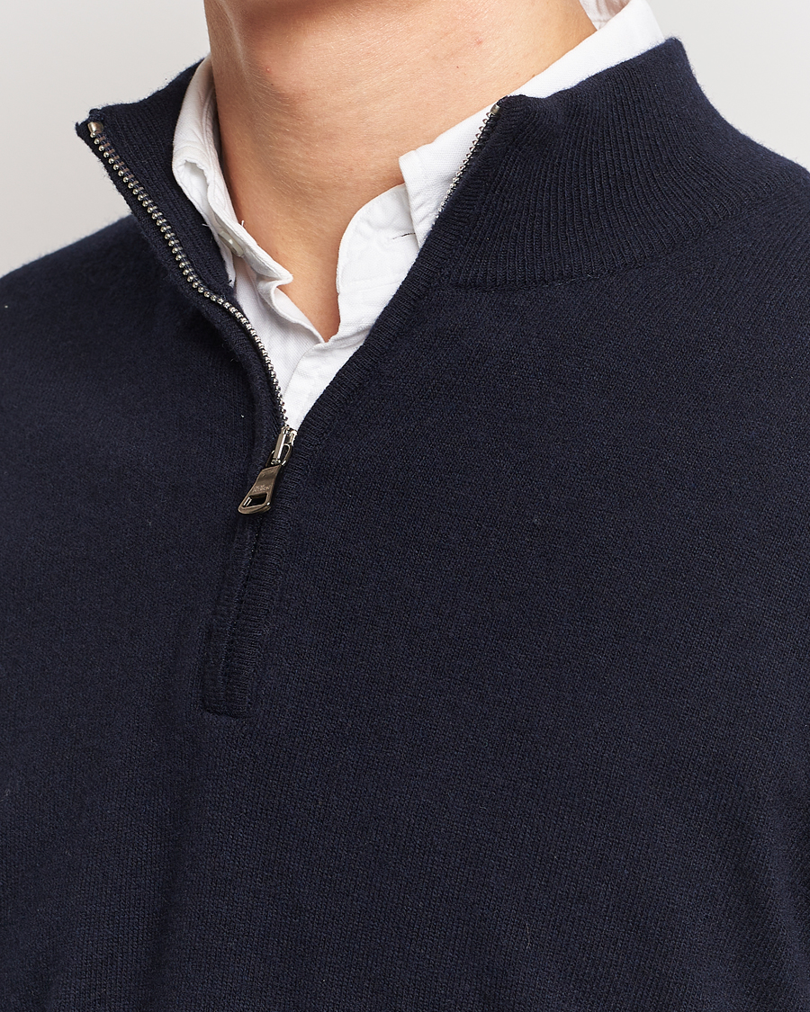 Herre | Gensere | Oscar Jacobson | Patton Wool/Cashmere Half Zip Navy