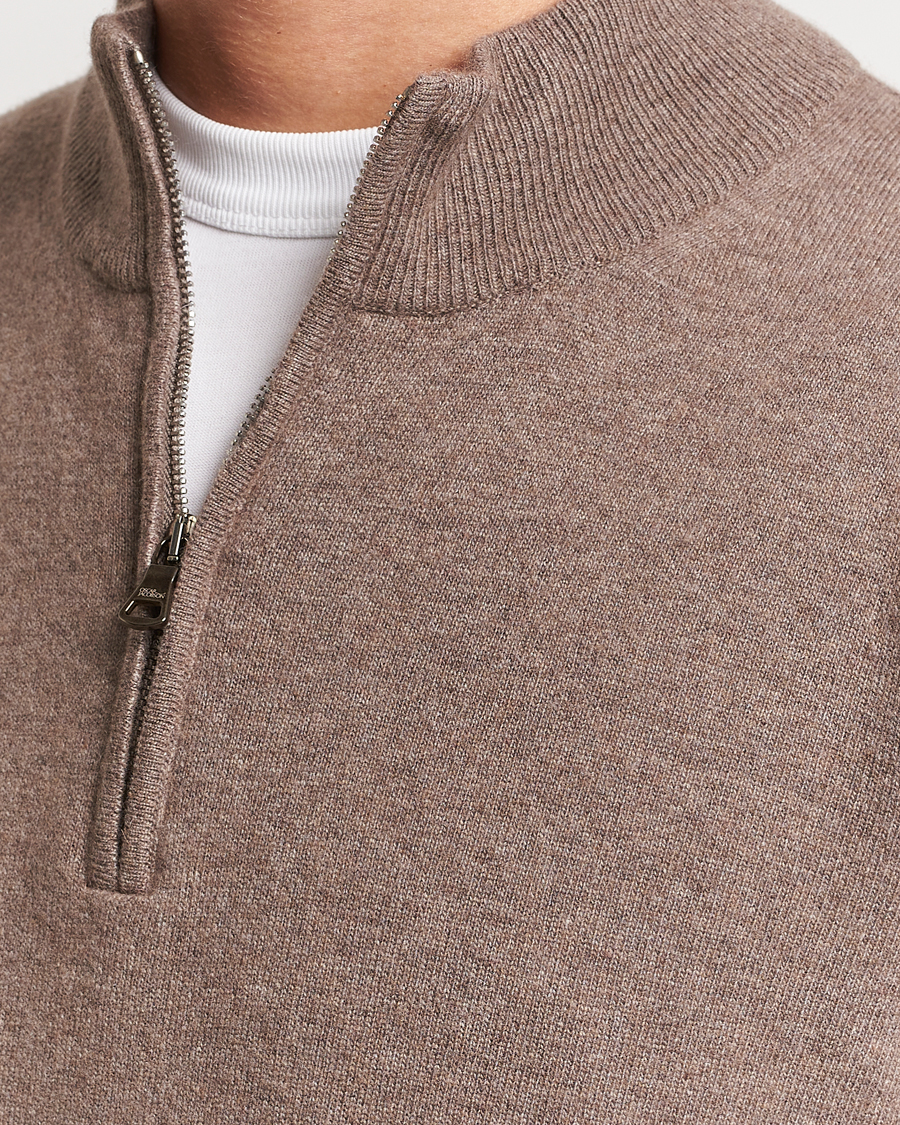 Herre | Gensere | Oscar Jacobson | Patton Wool/Cashmere Half Zip Light Brown