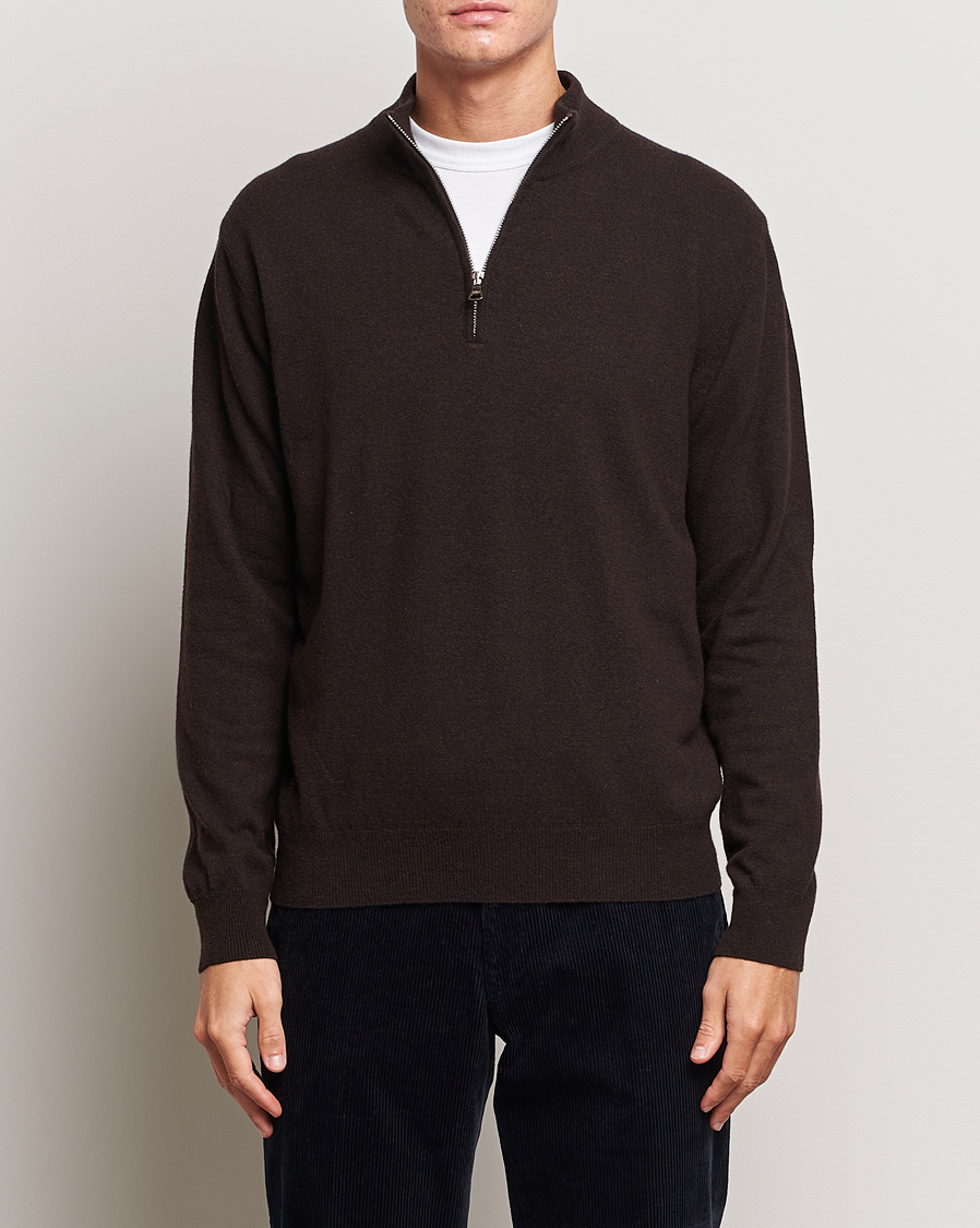 Herre | Gensere | Oscar Jacobson | Patton Wool/Cashmere Half Zip Brown
