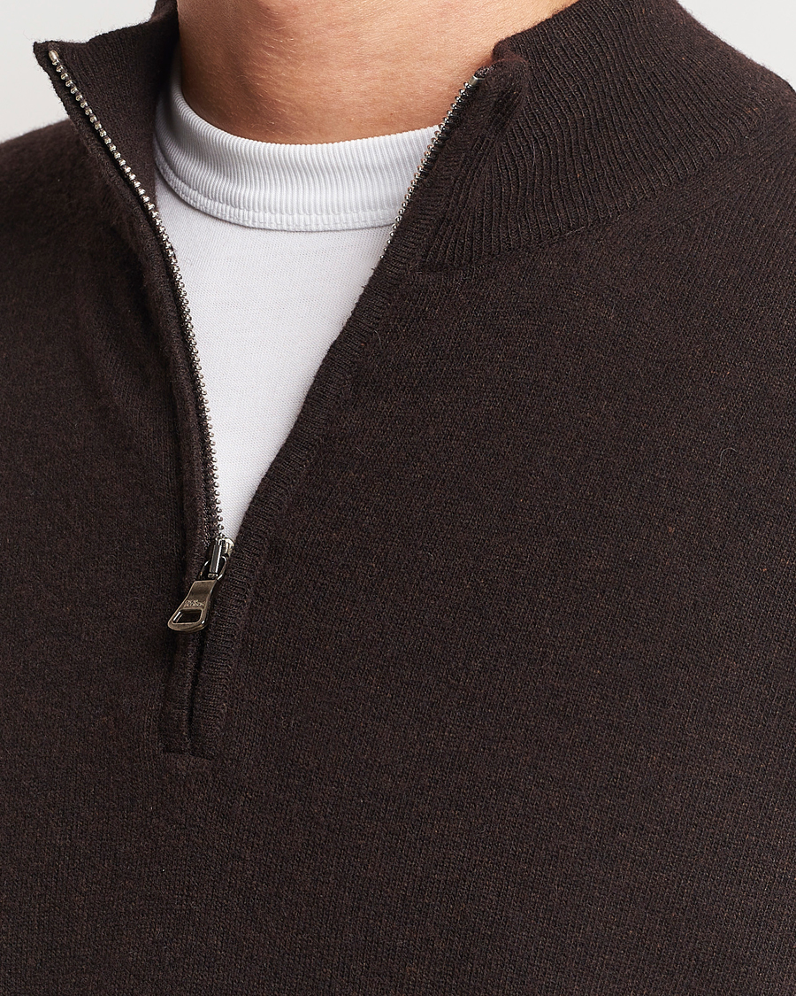 Herre | Gensere | Oscar Jacobson | Patton Wool/Cashmere Half Zip Brown