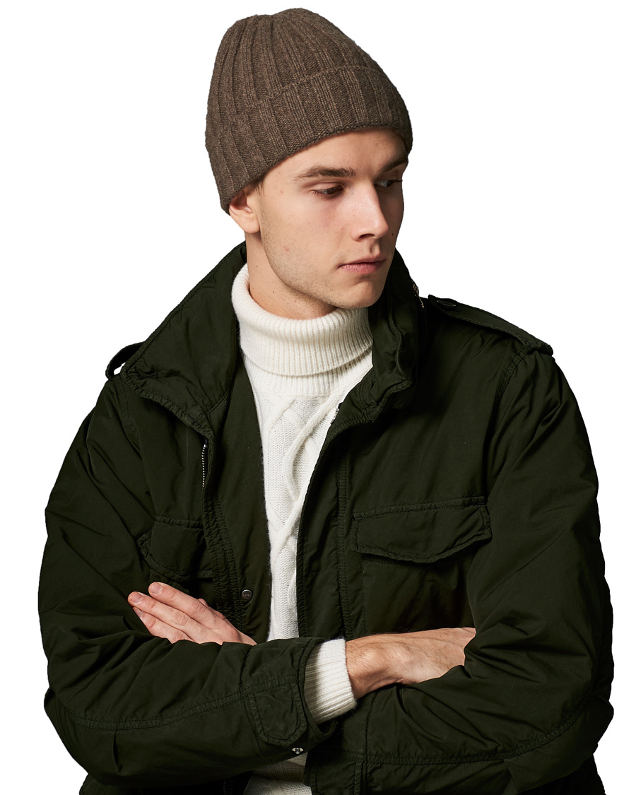 Herre | Oscar Jacobson Cashmere Ribbed Beanie Brown | Oscar Jacobson | Cashmere Ribbed Beanie Brown