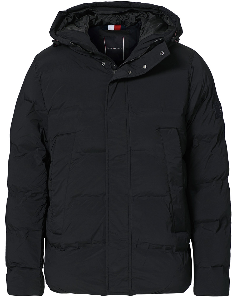 Herre | Jakker | Tommy Hilfiger | Hooded Stretch Bomber Jacket Black
