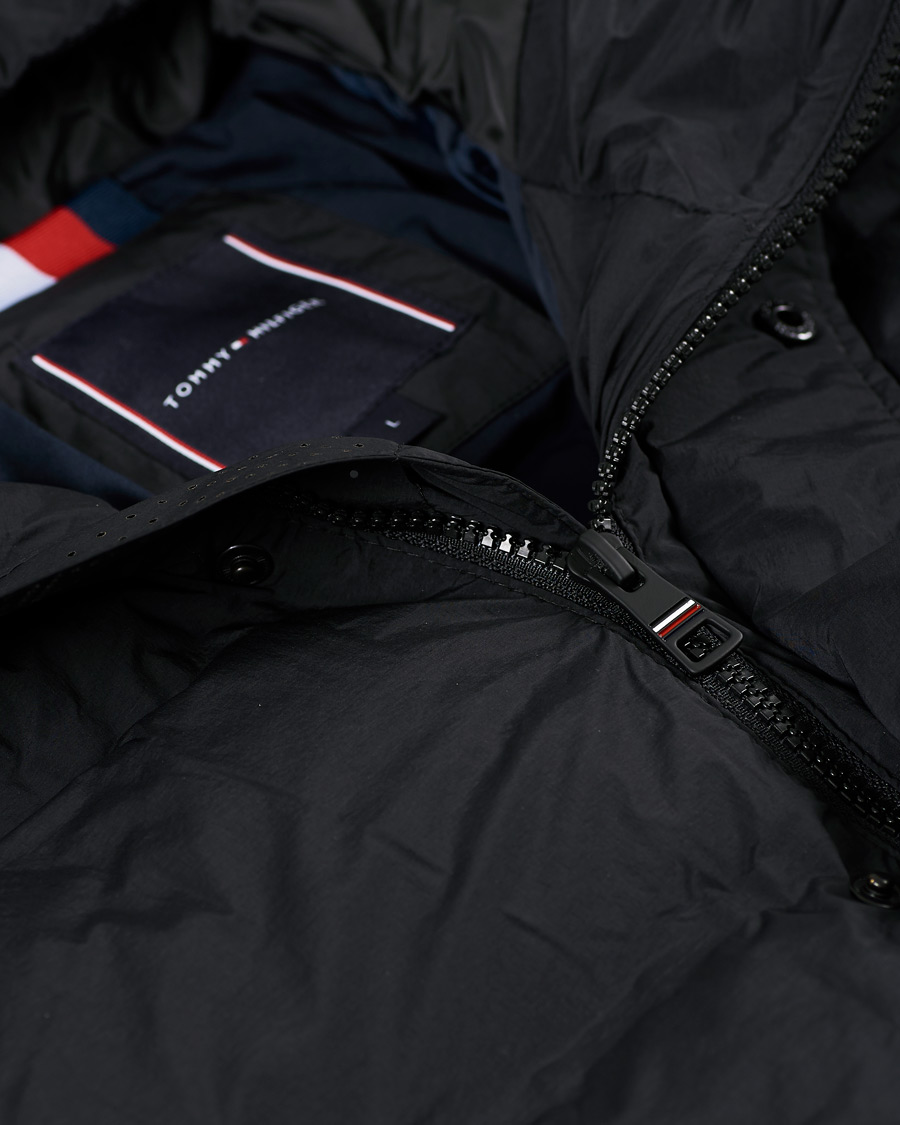 Herre | Jakker | Tommy Hilfiger | Hooded Stretch Bomber Jacket Black