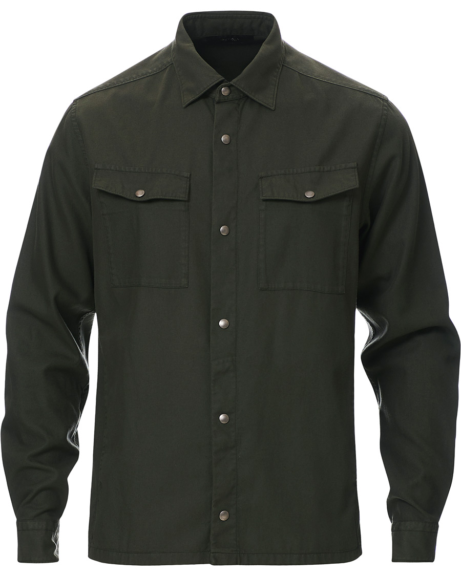 Herre | Skjorter | Z Zegna | Soft Tencel Overshirt Green
